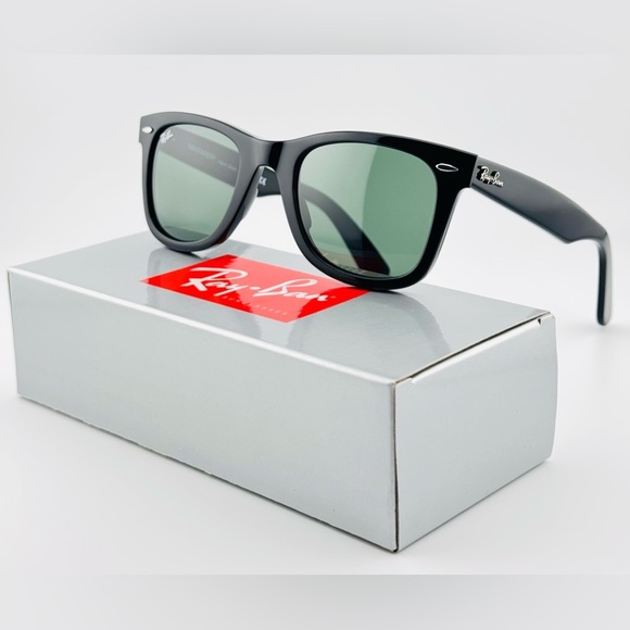 Ray-Ban Sunglasses RB2140 Wayfarer Classic UNISEX! Acetate black Green Lenses - Picture 11 of 13